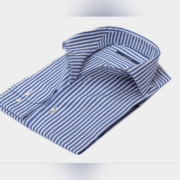 Pal Zileri Shirt Blue Stripe Dress Shirt Button-Up 40 15¼ - Picture 2 of 8